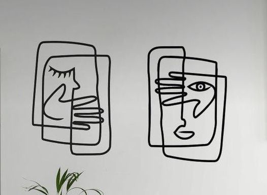Set x 2  - Adorno de Pared Artesanal en Hierro – Hecho a Mano - Caras Modernas V
