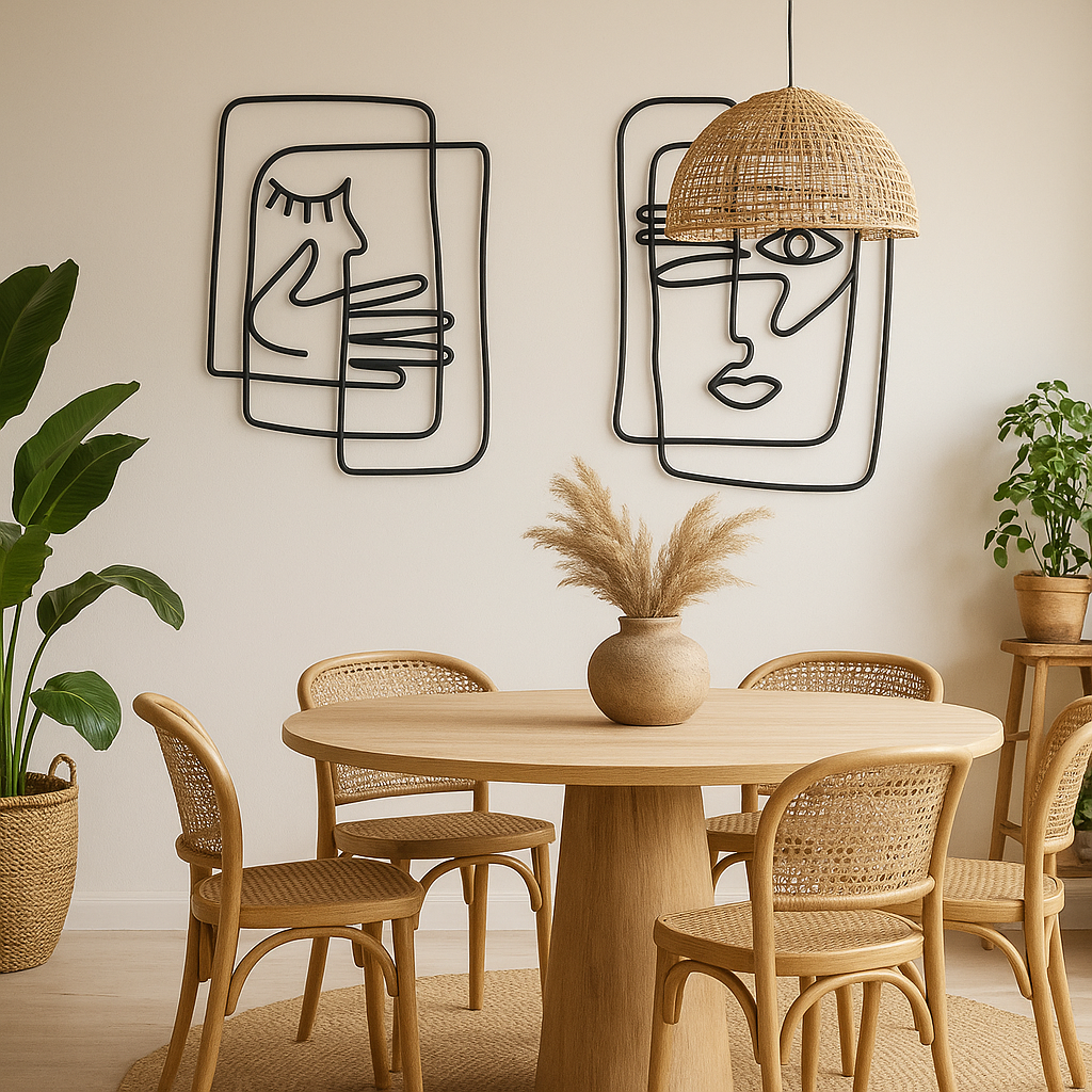 Set x 2  - Adorno de Pared Artesanal en Hierro – Hecho a Mano - Caras Modernas V