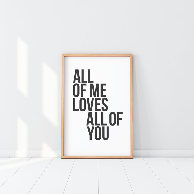 Cuadro Decorativo Frase , "ALL OF ME LOVES ALL OF YOU" - Tree House Deco