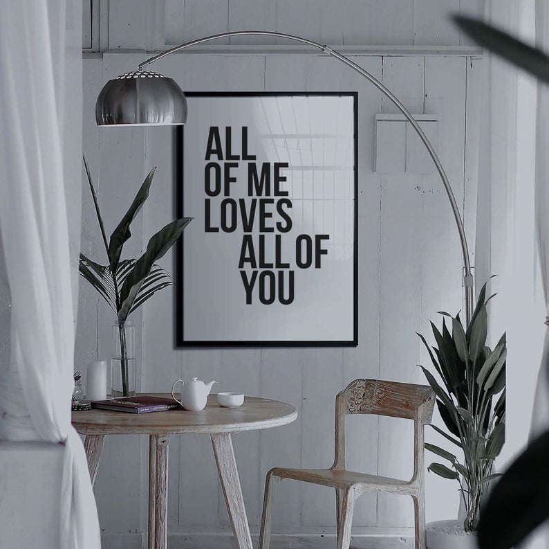 Cuadro Decorativo Frase , "ALL OF ME LOVES ALL OF YOU" - Tree House Deco