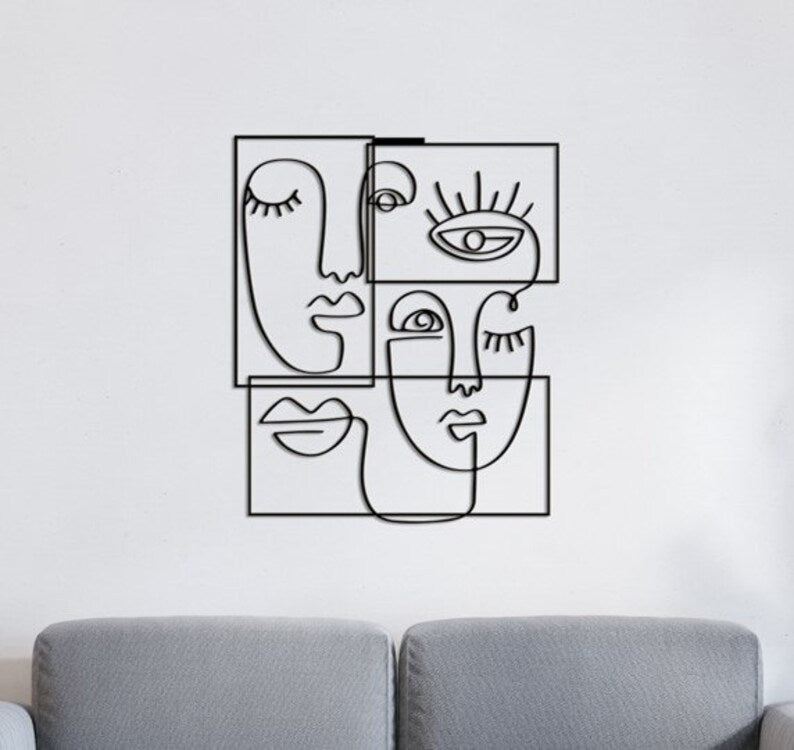 Adorno de Pared Artesanal en Hierro – Hecho a Mano - Caras Picasso