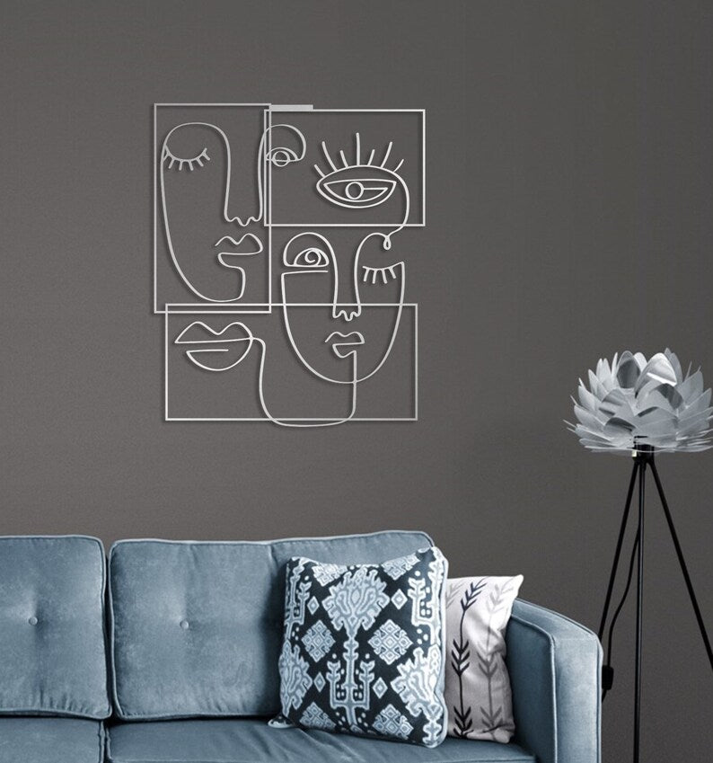 Adorno de Pared Artesanal en Hierro – Hecho a Mano - Caras Picasso