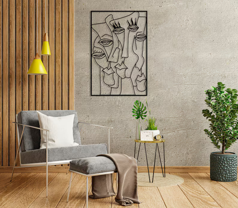 Adorno de Pared Artesanal en Hierro – Hecho a Mano - Caras Modernas