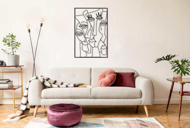 Adorno de Pared Artesanal en Hierro – Hecho a Mano - Caras Modernas
