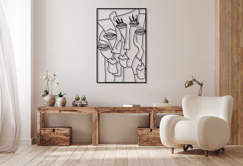 Adorno de Pared Artesanal en Hierro – Hecho a Mano - Caras Modernas