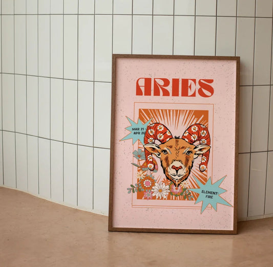 Cuadro Decorativo Póster, Zodiaco Aries III Colores