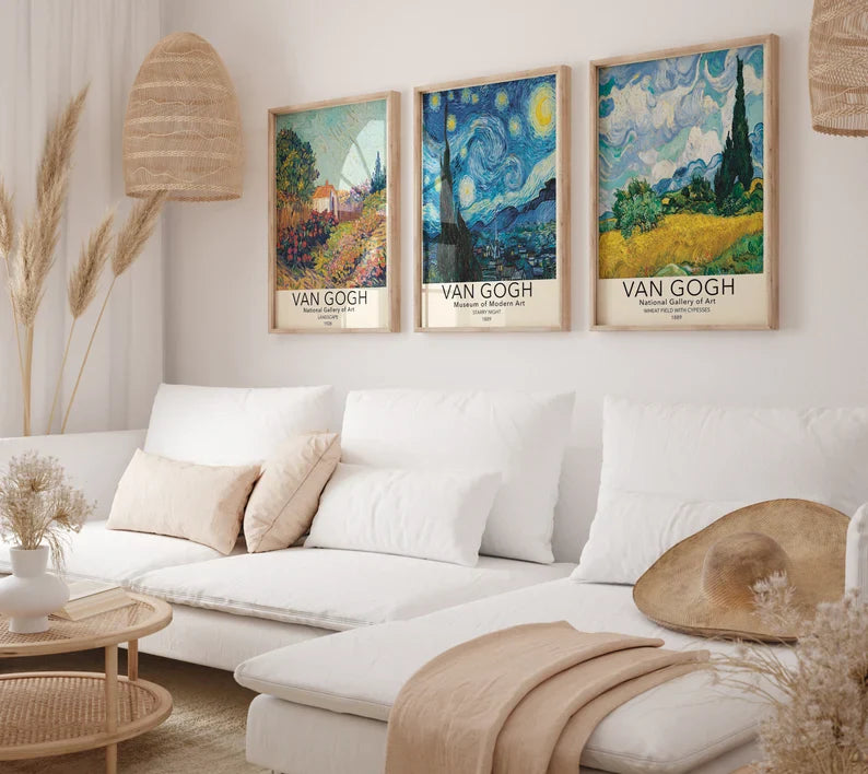 Set x3 Cuadros Abstractos, Van Gogh