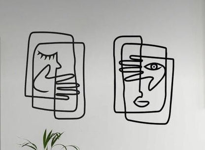Set x 2  - Adorno de Pared Artesanal en Hierro – Hecho a Mano - Caras Modernas V