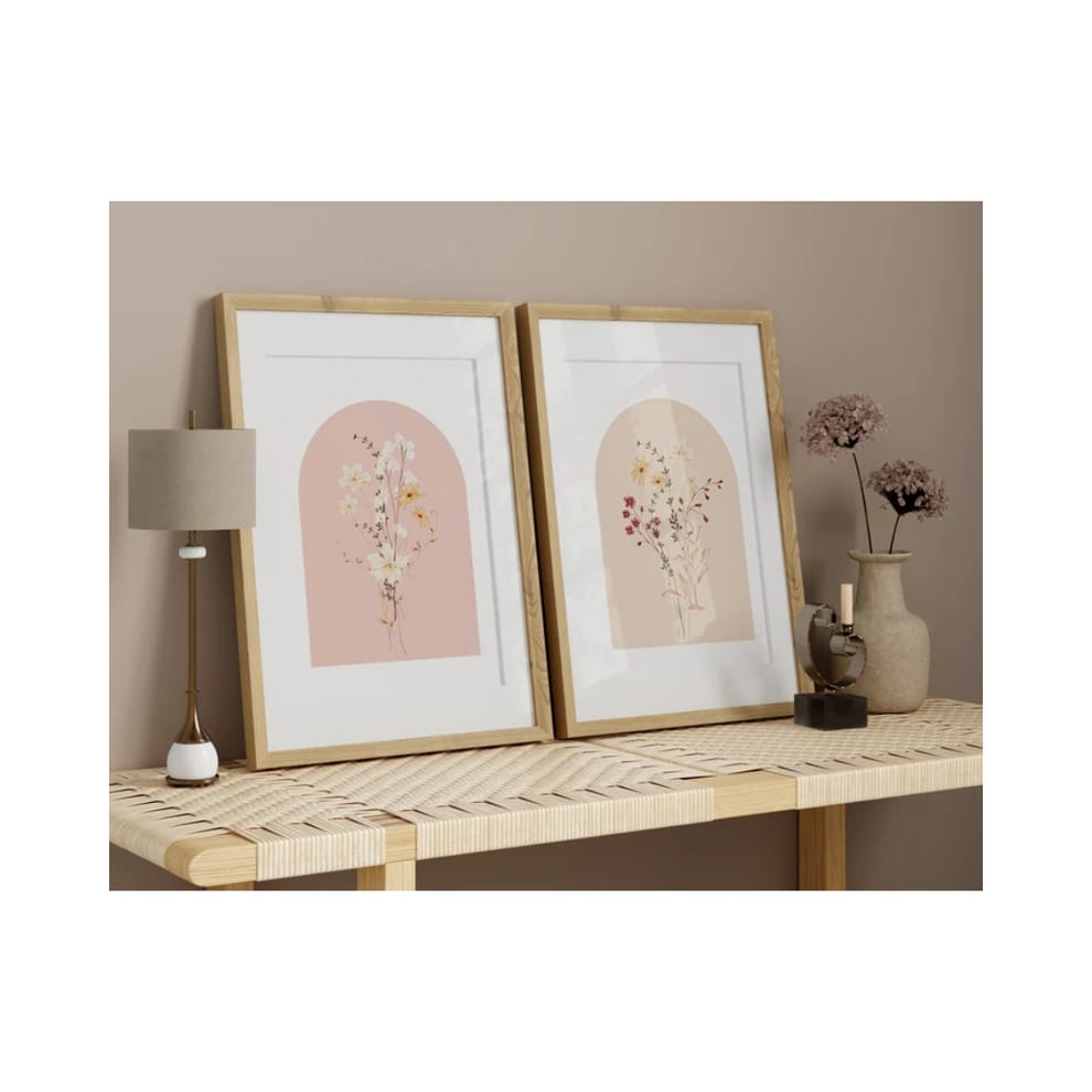 Set x3 Cuadros Diseño Botánico Flores Acuarela