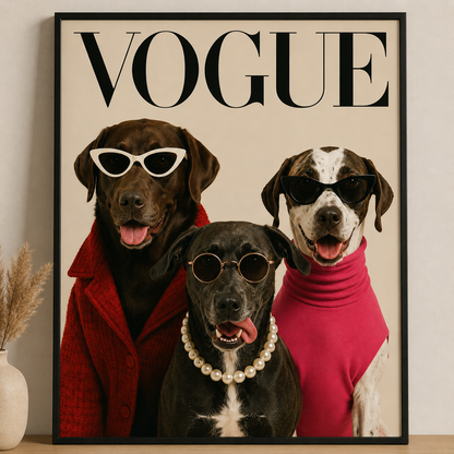Cuadro Personalizado, Tu propio Diseño, Marco Natural Mascotas, Divertido VOUGE
