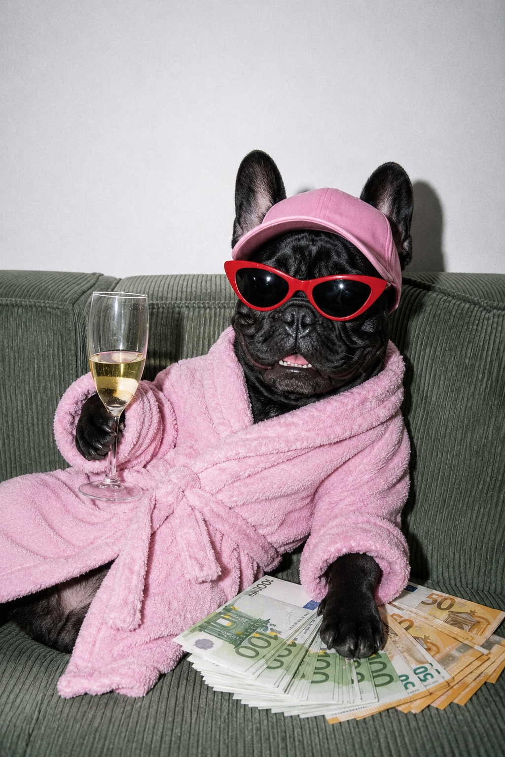Cuadro Personalizado, Tu propio Diseño, Marco Natural Mascotas, Divertido Perro Millonario