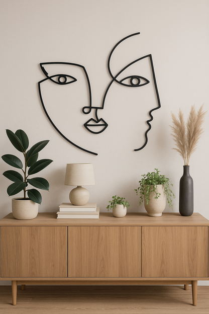 Adorno de Pared Artesanal en Hierro – Hecho a Mano - Caras Modernas II