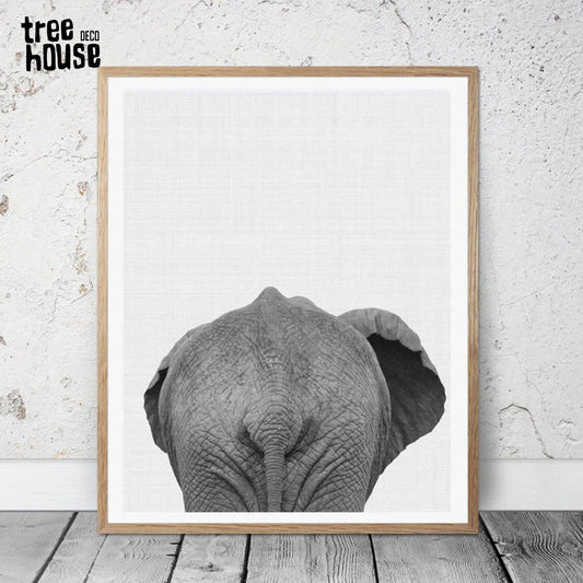Cuadro decorativo elefante de atrás en color.
