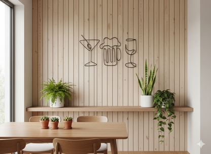 Set x 3 Adorno de Pared Artesanal en Hierro – Hecho a Mano - Bar
