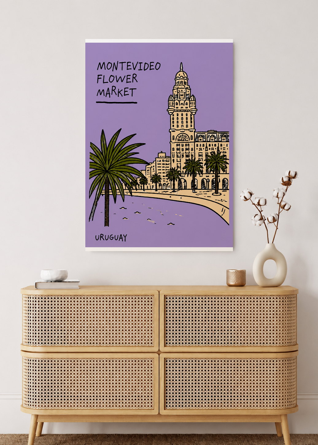 Cuadro Decorativo Sin Marco - MDF 9mm Flower Market Montevideo Lila - foto 2