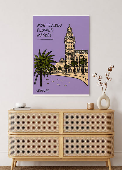 Cuadro Decorativo Sin Marco - MDF 9mm Flower Market Montevideo Lila - foto 2
