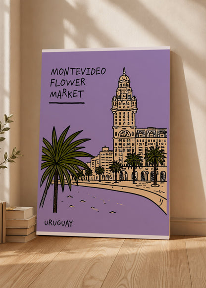 Cuadro Decorativo Sin Marco - MDF 9mm Flower Market Montevideo Lila - foto 3