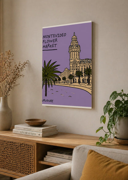 Cuadro Decorativo Sin Marco - MDF 9mm Flower Market Montevideo Lila - foto 4