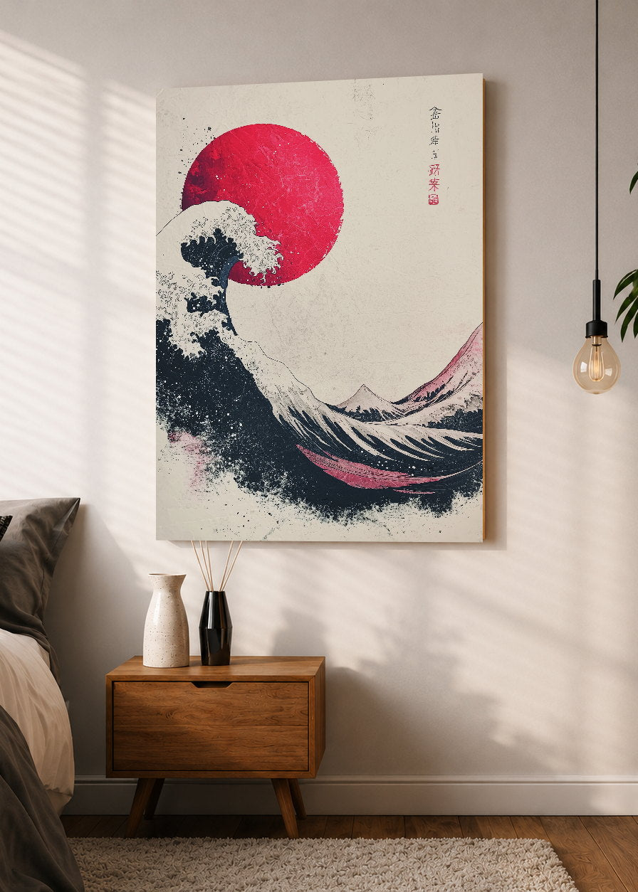 Cuadro Decorativo Sin Marco - MDF 9mm Japandi Ola Japonesa la Gran Ola I - foto 1