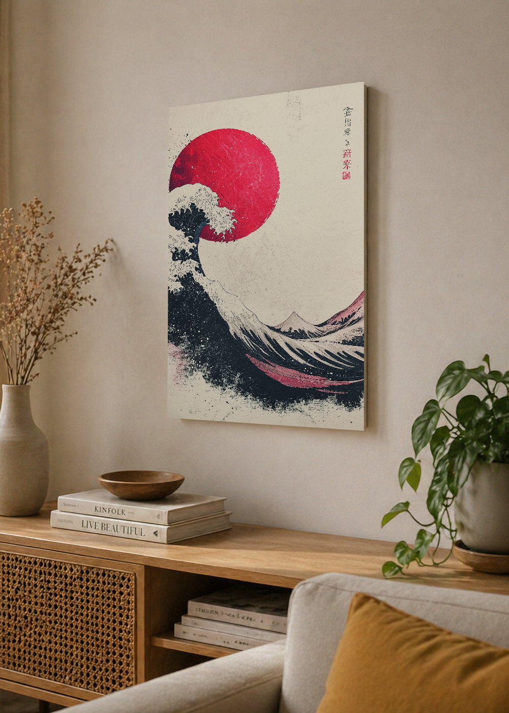 Cuadro Decorativo Sin Marco - MDF 9mm Japandi Ola Japonesa la Gran Ola I - foto 4