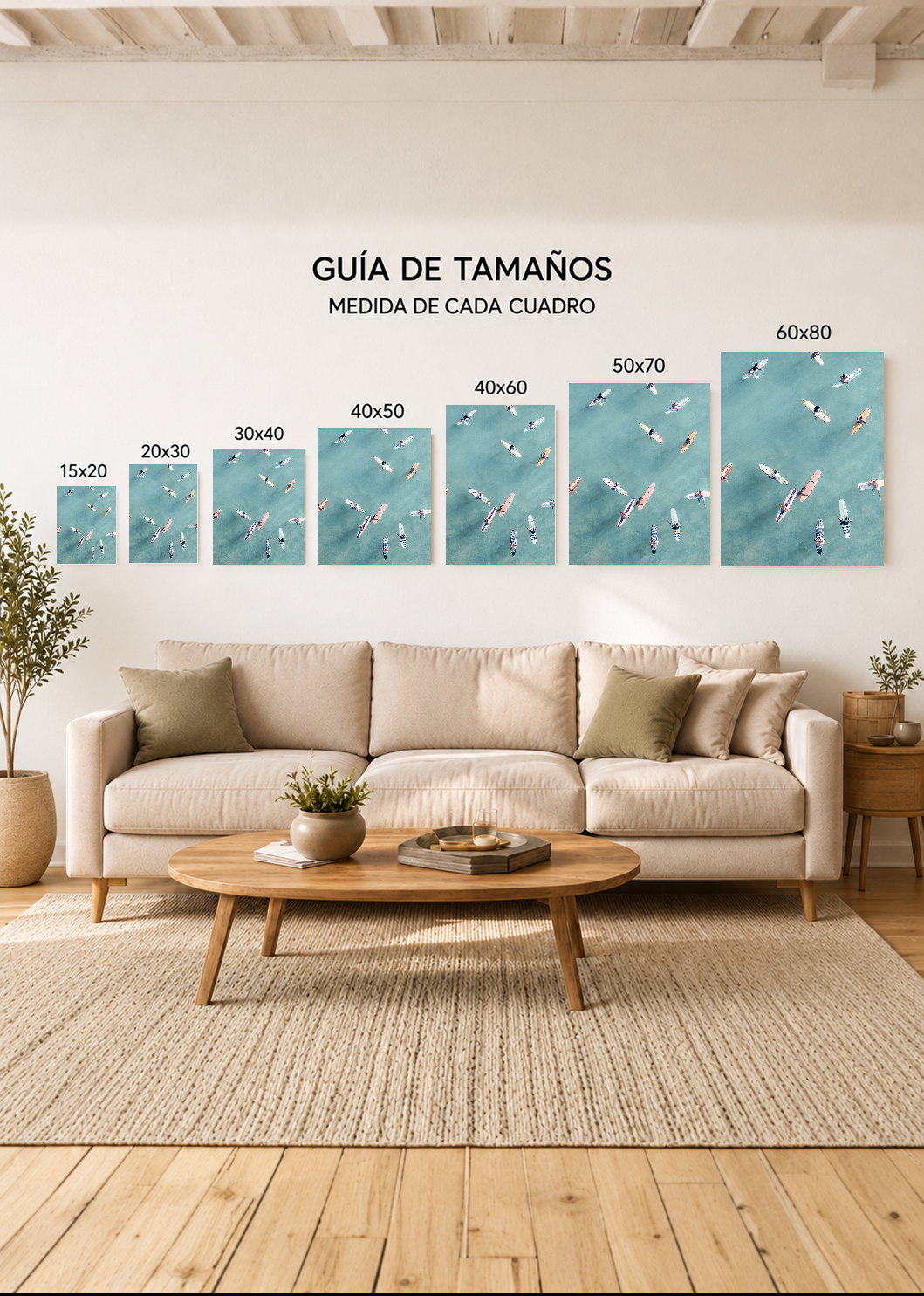 Cuadro Decorativo Sin Marco - MDF 9mm Surf Playa Tabla Olas y Arena IX - foto 5