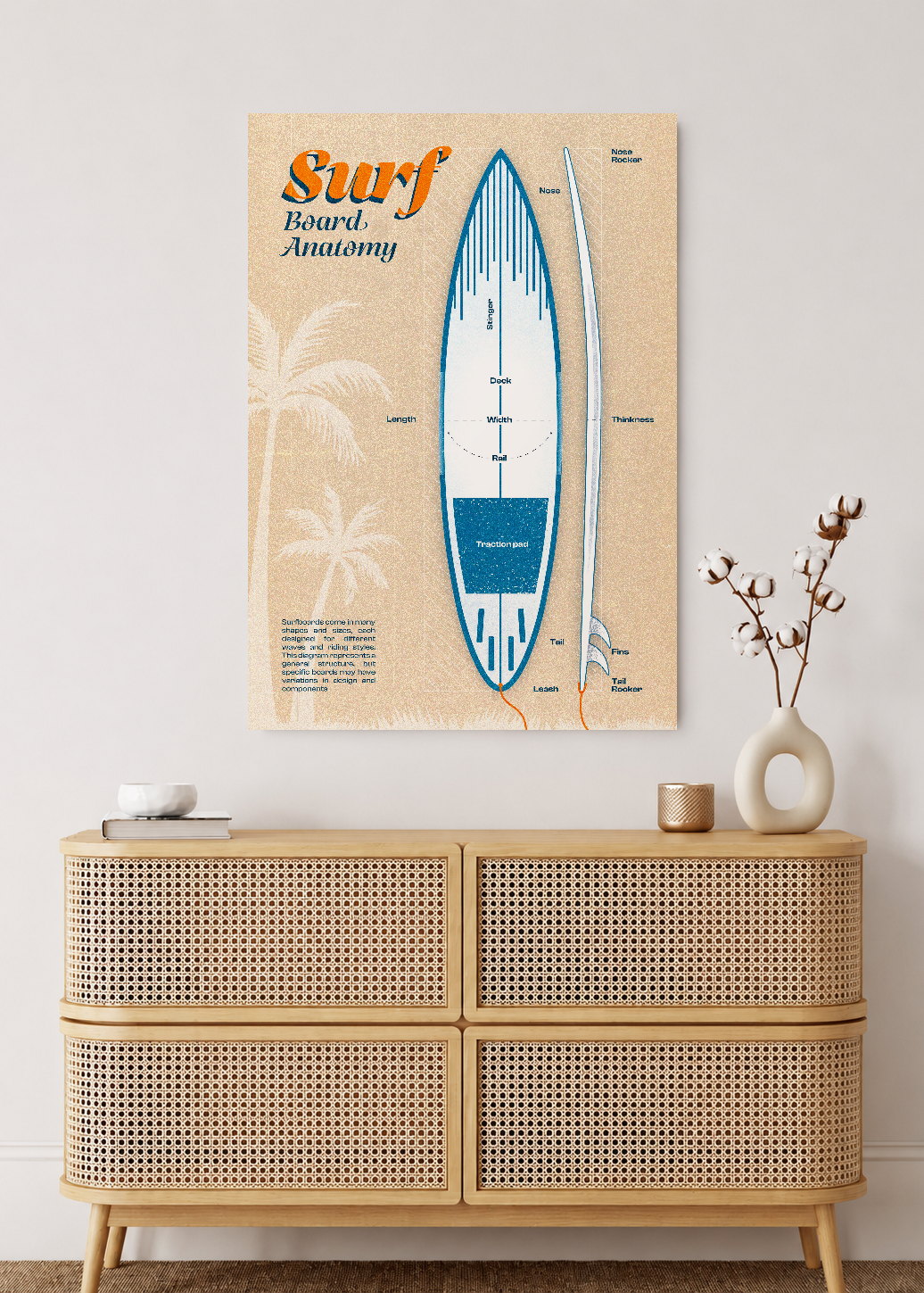 Cuadro Decorativo Sin Marco - MDF 9mm Surf Playa Tabla Olas y Arena XIII - foto 2