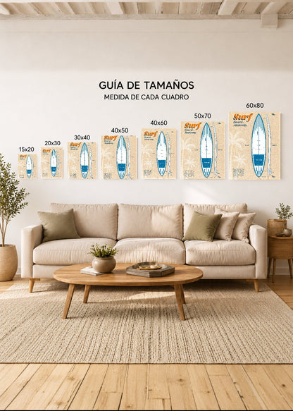 Cuadro Decorativo Sin Marco - MDF 9mm Surf Playa Tabla Olas y Arena XIII - foto 5