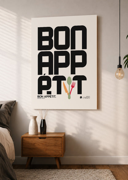 Cuadro Decorativo Sin Marco - MDF 9mm Typography Bon Appétit - foto 1