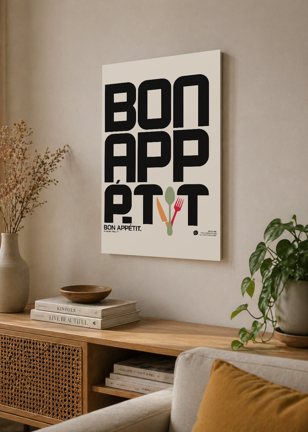 Cuadro Decorativo Sin Marco - MDF 9mm Typography Bon Appétit - foto 4