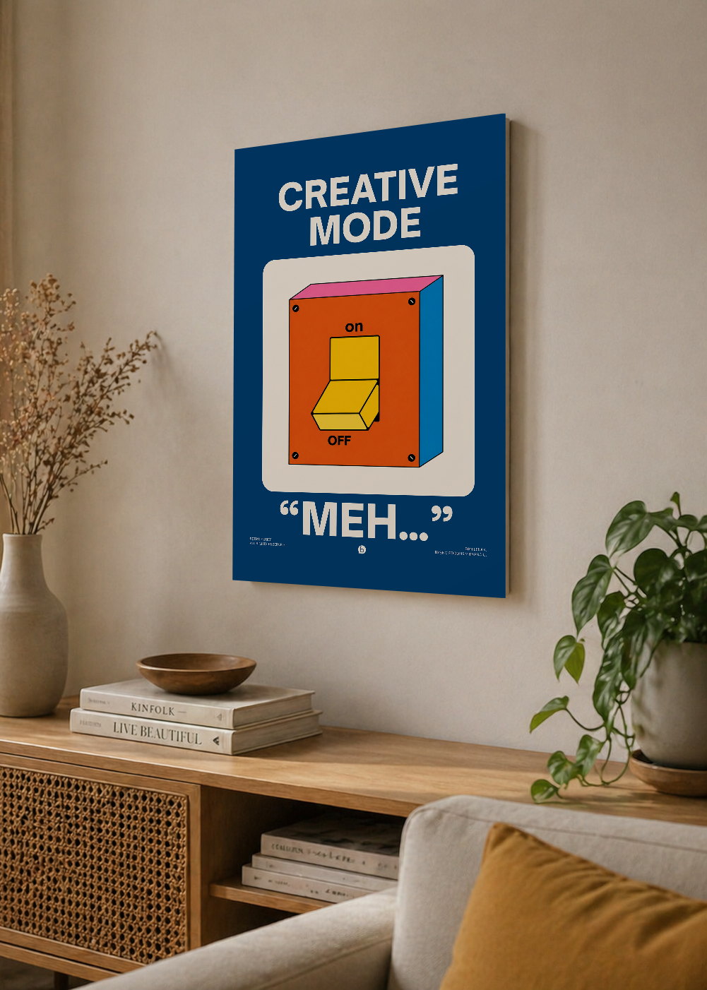 Cuadro Decorativo Sin Marco - MDF 9mm Typography Creative Mode Meh - foto 4
