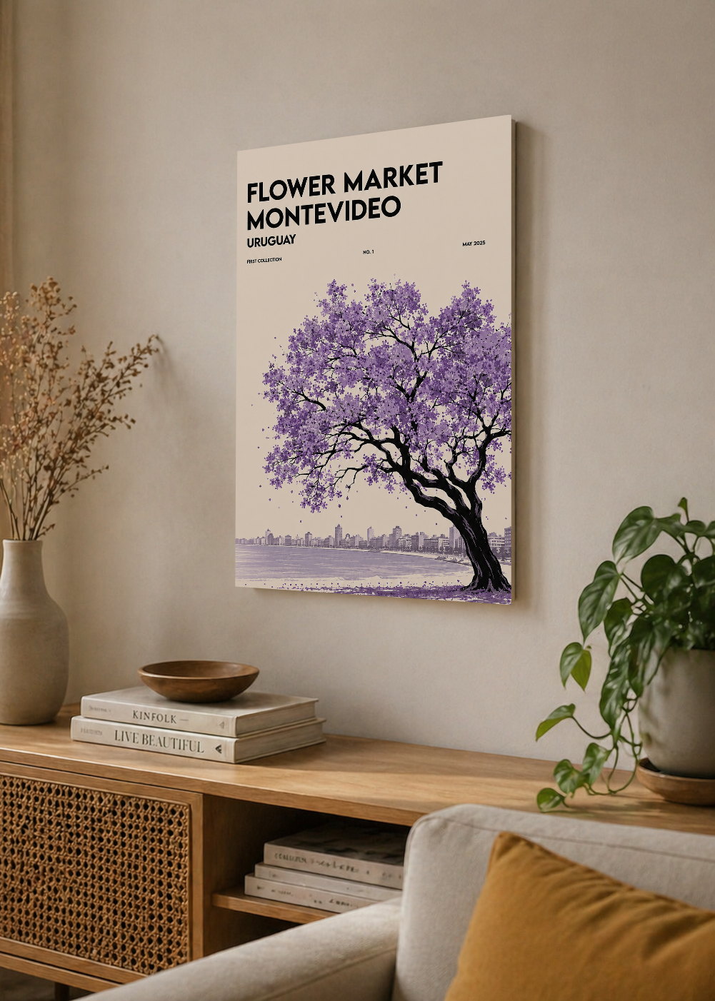 Cuadro Decorativo Sin Marco - MDF 9mm Uruguay Flower Market Montevideo Árbol - foto 4
