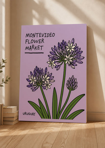 Cuadro Decorativo Sin Marco - MDF 9mm Uruguay Flower Market Montevideo Ceibo Lila - foto 3