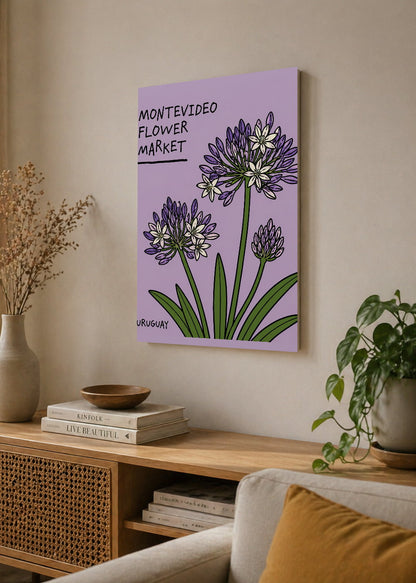 Cuadro Decorativo Sin Marco - MDF 9mm Uruguay Flower Market Montevideo Ceibo Lila - foto 4