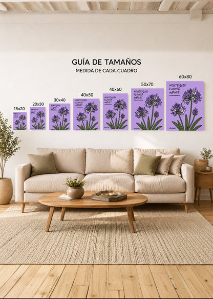 Cuadro Decorativo Sin Marco - MDF 9mm Uruguay Flower Market Montevideo Ceibo Lila - foto 5