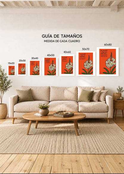 Cuadro Decorativo Sin Marco - MDF 9mm Uruguay Flower Market Punta del Este Rojo - foto 5