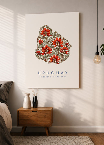 Cuadro Decorativo Sin Marco - MDF 9mm Uruguay Mapa Ceibo - foto 1