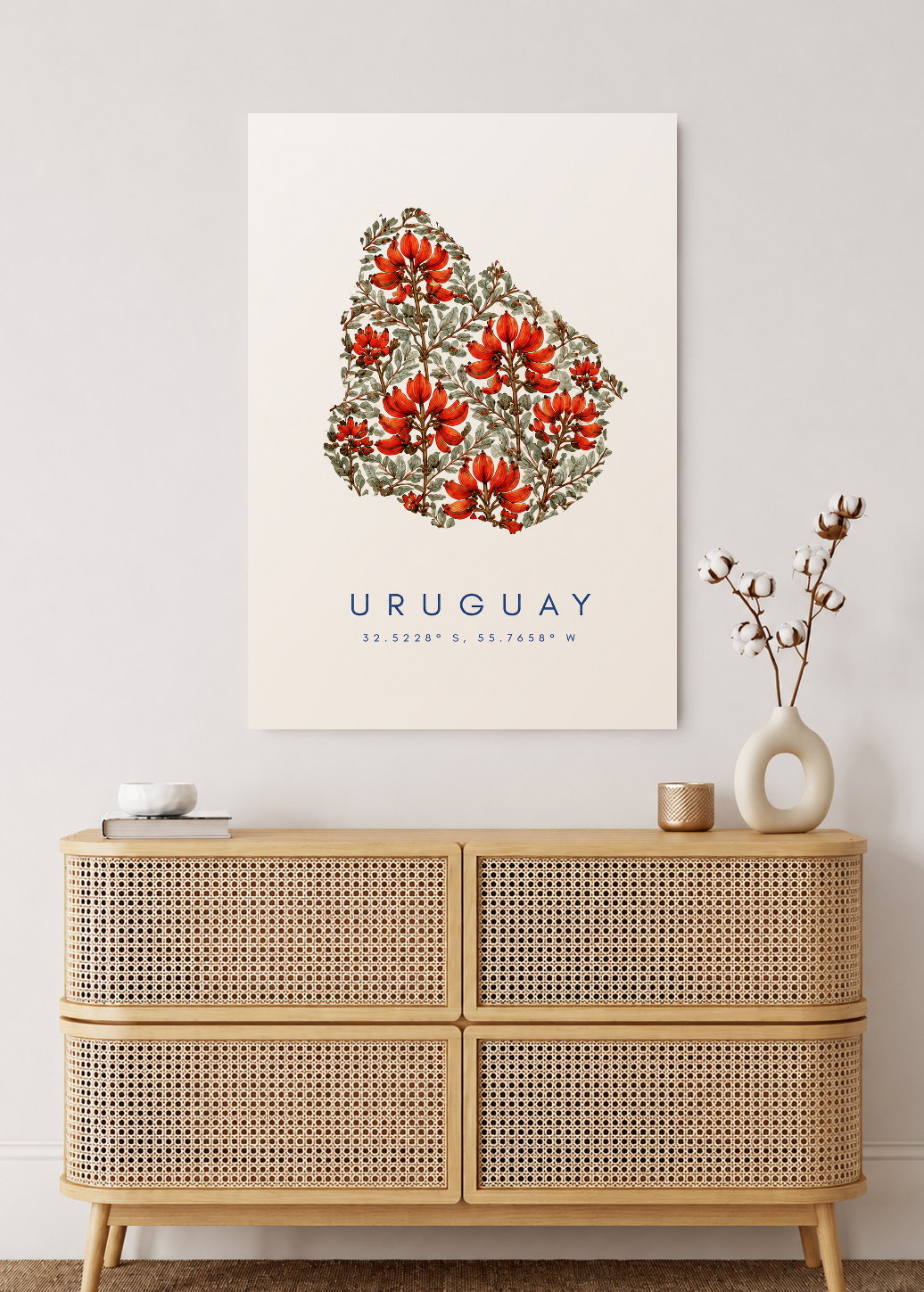 Cuadro Decorativo Sin Marco - MDF 9mm Uruguay Mapa Ceibo - foto 2