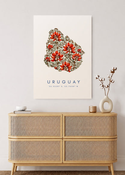 Cuadro Decorativo Sin Marco - MDF 9mm Uruguay Mapa Ceibo - foto 2