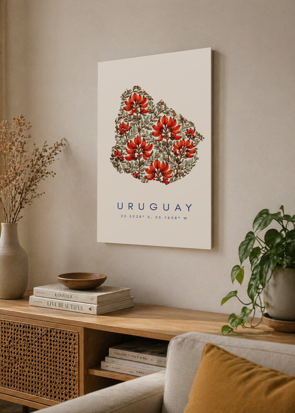 Cuadro Decorativo Sin Marco - MDF 9mm Uruguay Mapa Ceibo - foto 4