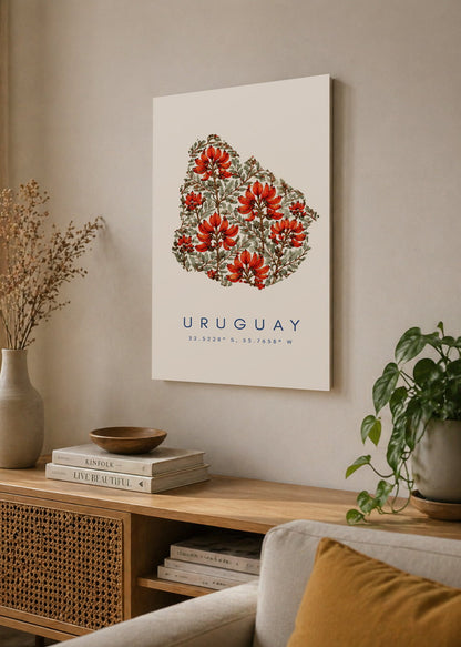 Cuadro Decorativo Sin Marco - MDF 9mm Uruguay Mapa Ceibo - foto 4