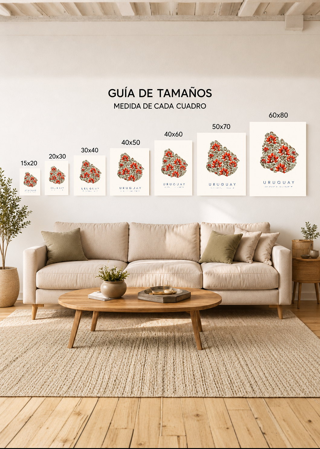 Cuadro Decorativo Sin Marco - MDF 9mm Uruguay Mapa Ceibo - foto 5