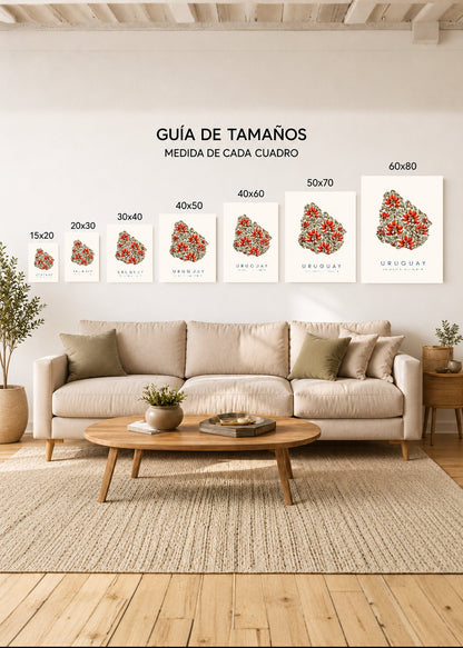 Cuadro Decorativo Sin Marco - MDF 9mm Uruguay Mapa Ceibo - foto 5