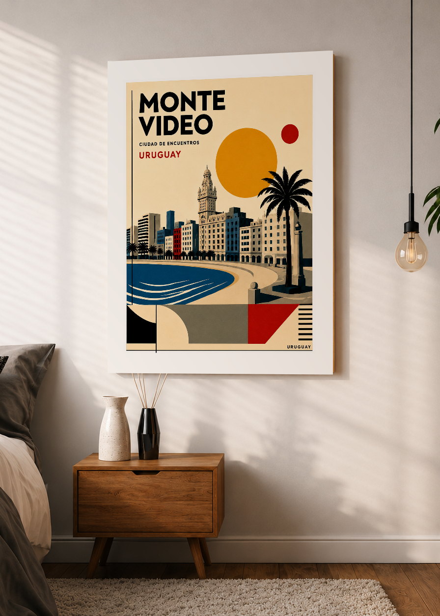 Cuadro Decorativo Sin Marco - MDF 9mm Uruguay Paisaje Geométrico Montevideo - foto 1