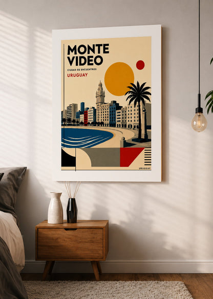 Cuadro Decorativo Sin Marco - MDF 9mm Uruguay Paisaje Geométrico Montevideo - foto 1