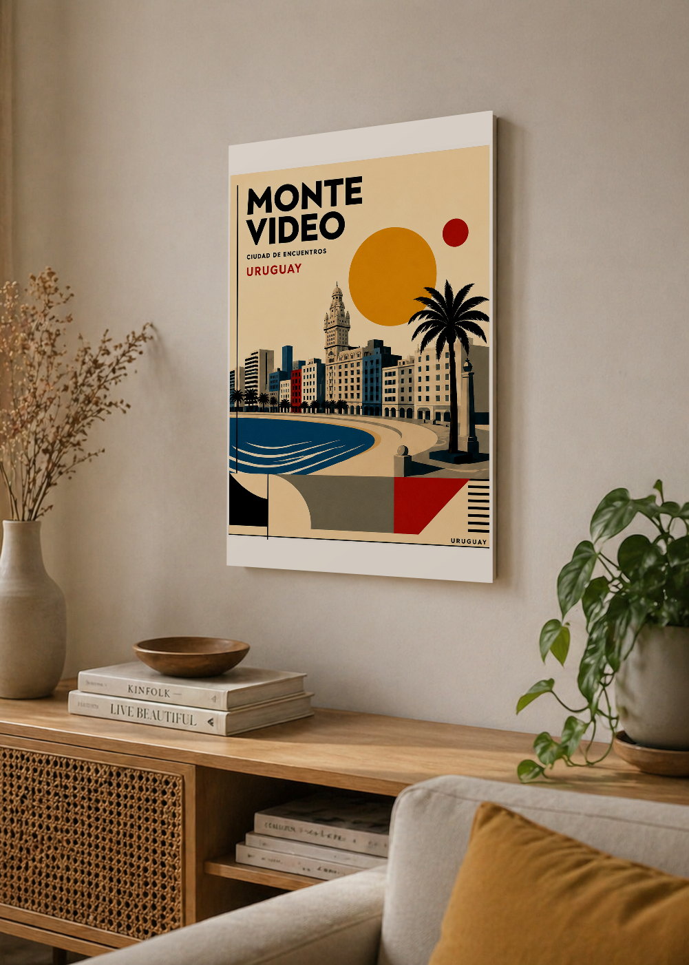 Cuadro Decorativo Sin Marco - MDF 9mm Uruguay Paisaje Geométrico Montevideo - foto 4