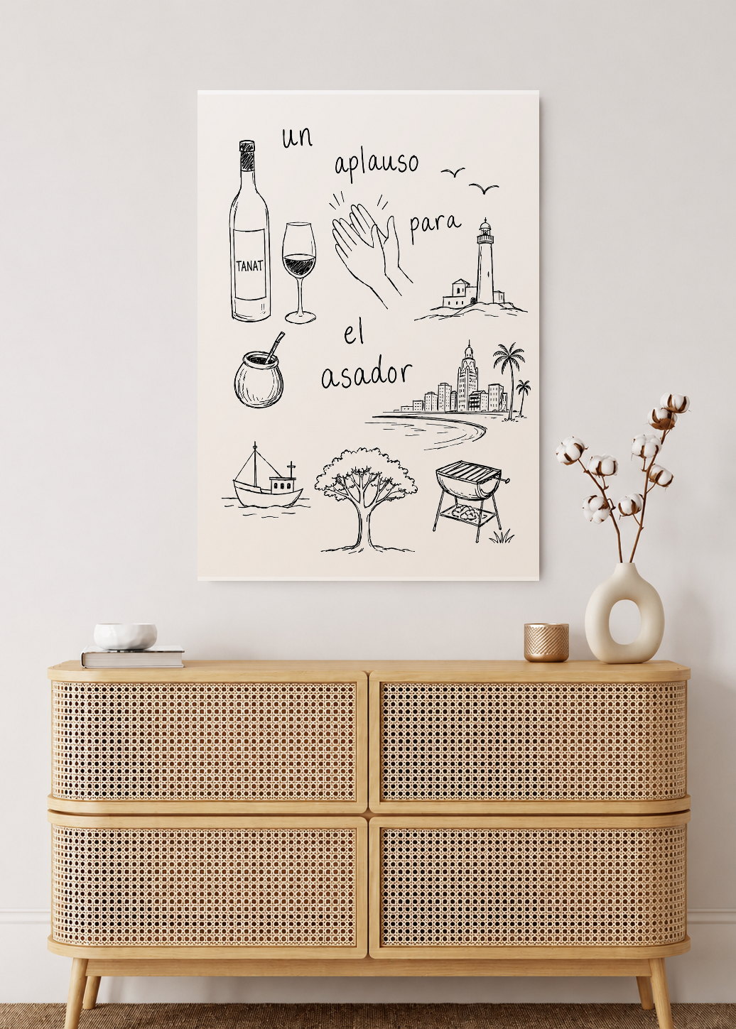 Cuadro Decorativo Sin Marco - MDF 9mm Uruguay Un Aplauso para el Asador Dibujo - foto 2