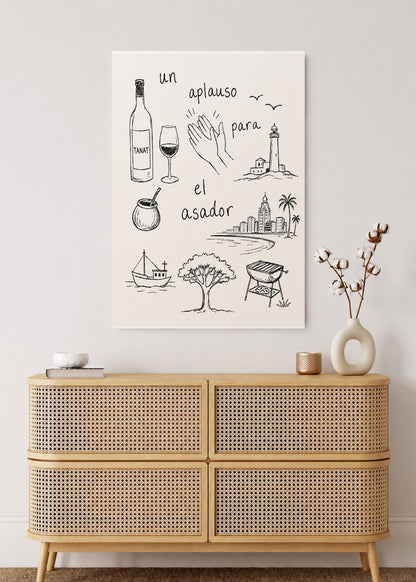 Cuadro Decorativo Sin Marco - MDF 9mm Uruguay Un Aplauso para el Asador Dibujo - foto 2