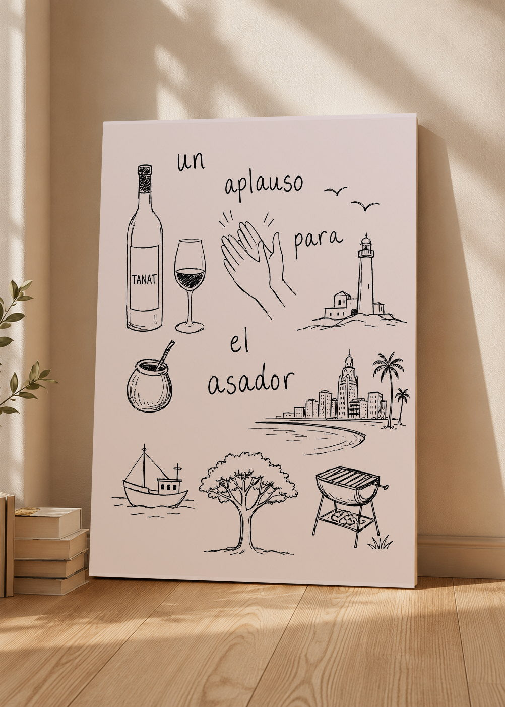 Cuadro Decorativo Sin Marco - MDF 9mm Uruguay Un Aplauso para el Asador Dibujo - foto 3