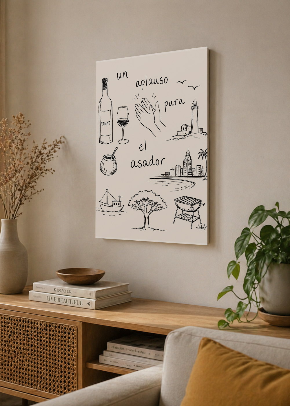 Cuadro Decorativo Sin Marco - MDF 9mm Uruguay Un Aplauso para el Asador Dibujo - foto 4