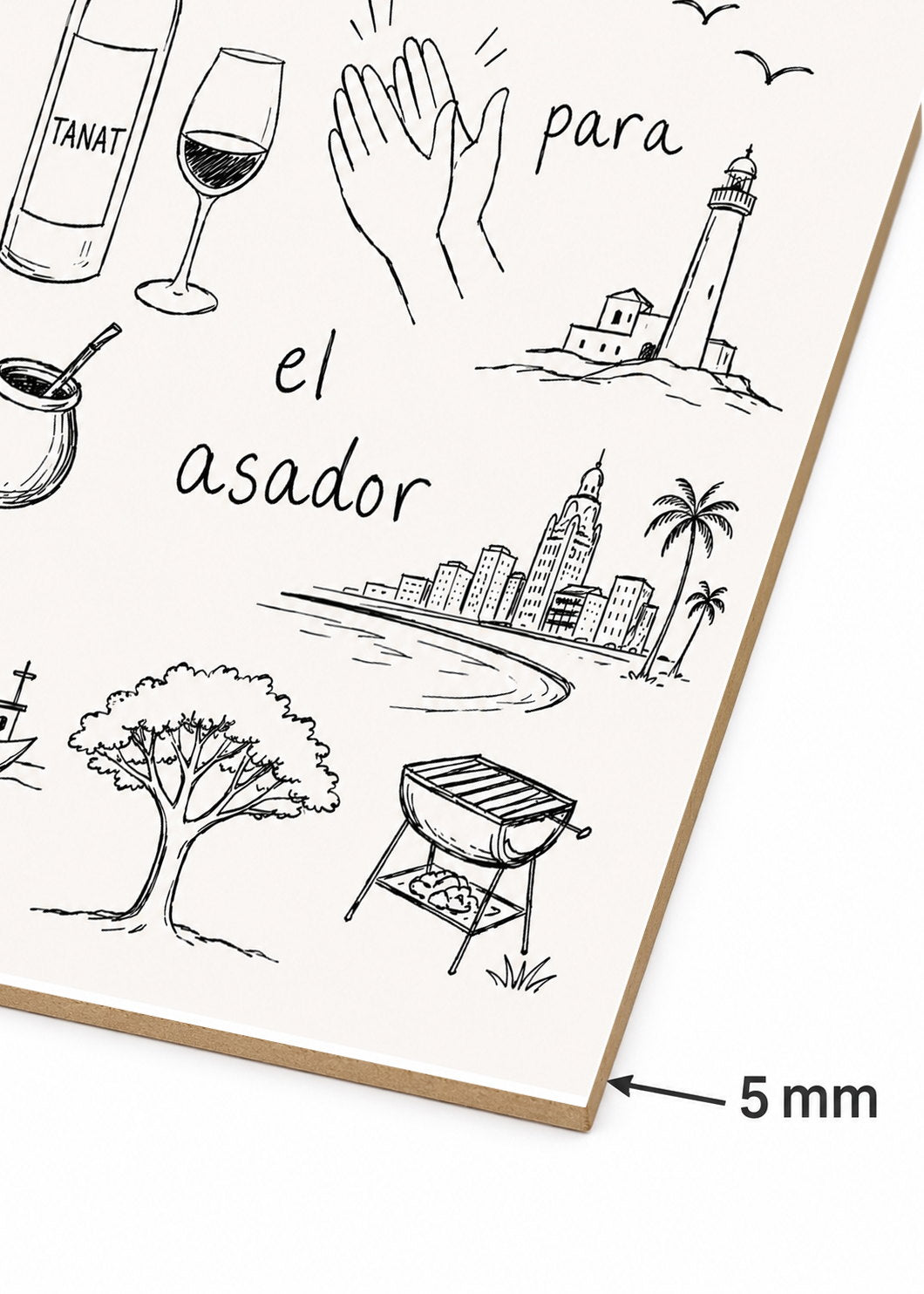 Cuadro Decorativo Sin Marco - MDF 9mm Uruguay Un Aplauso para el Asador Dibujo - foto 6
